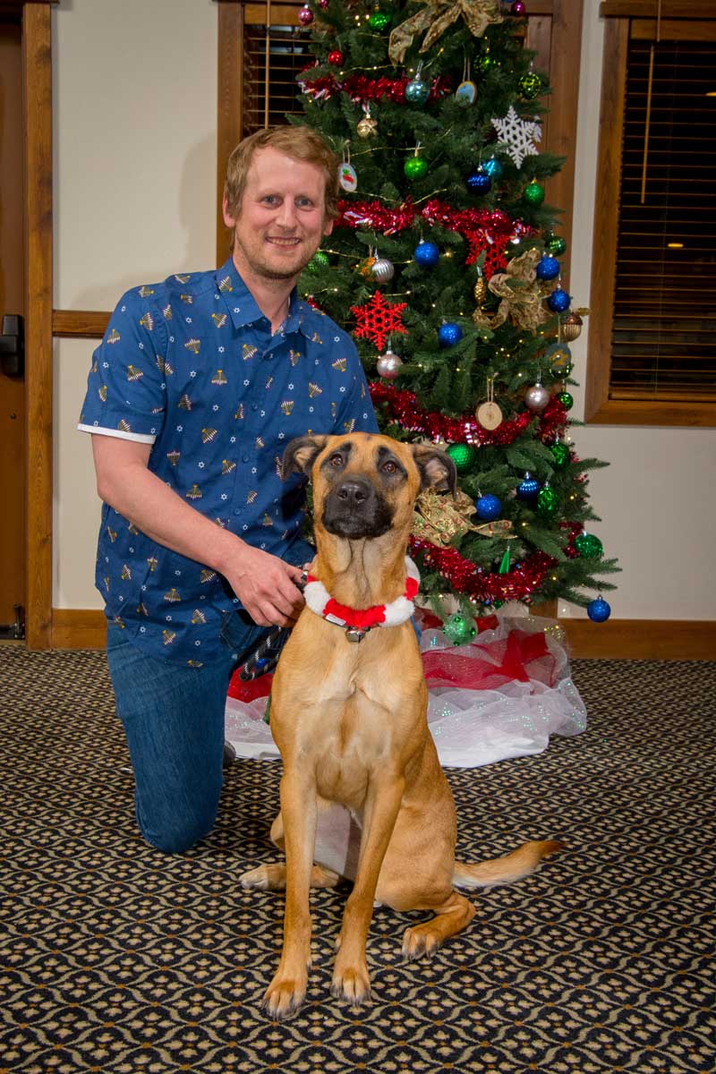 antlers front office manager gabe with his dog nyx