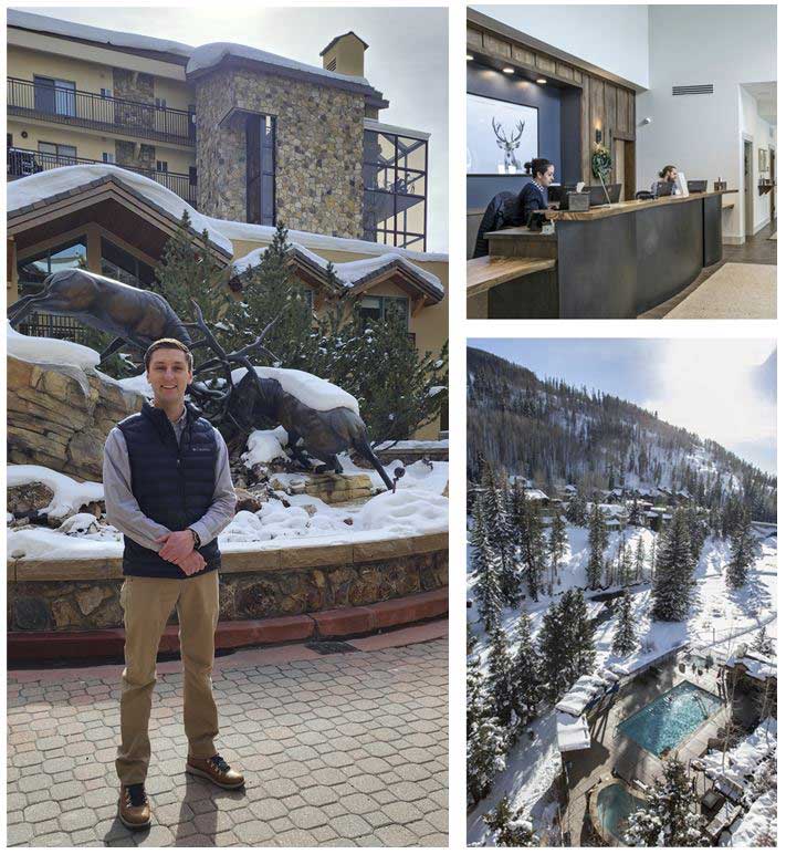 New Antlers at Vail assistant GM, Jeff Severini, stands in front of the hotel’s famous courtyard sculpture.
