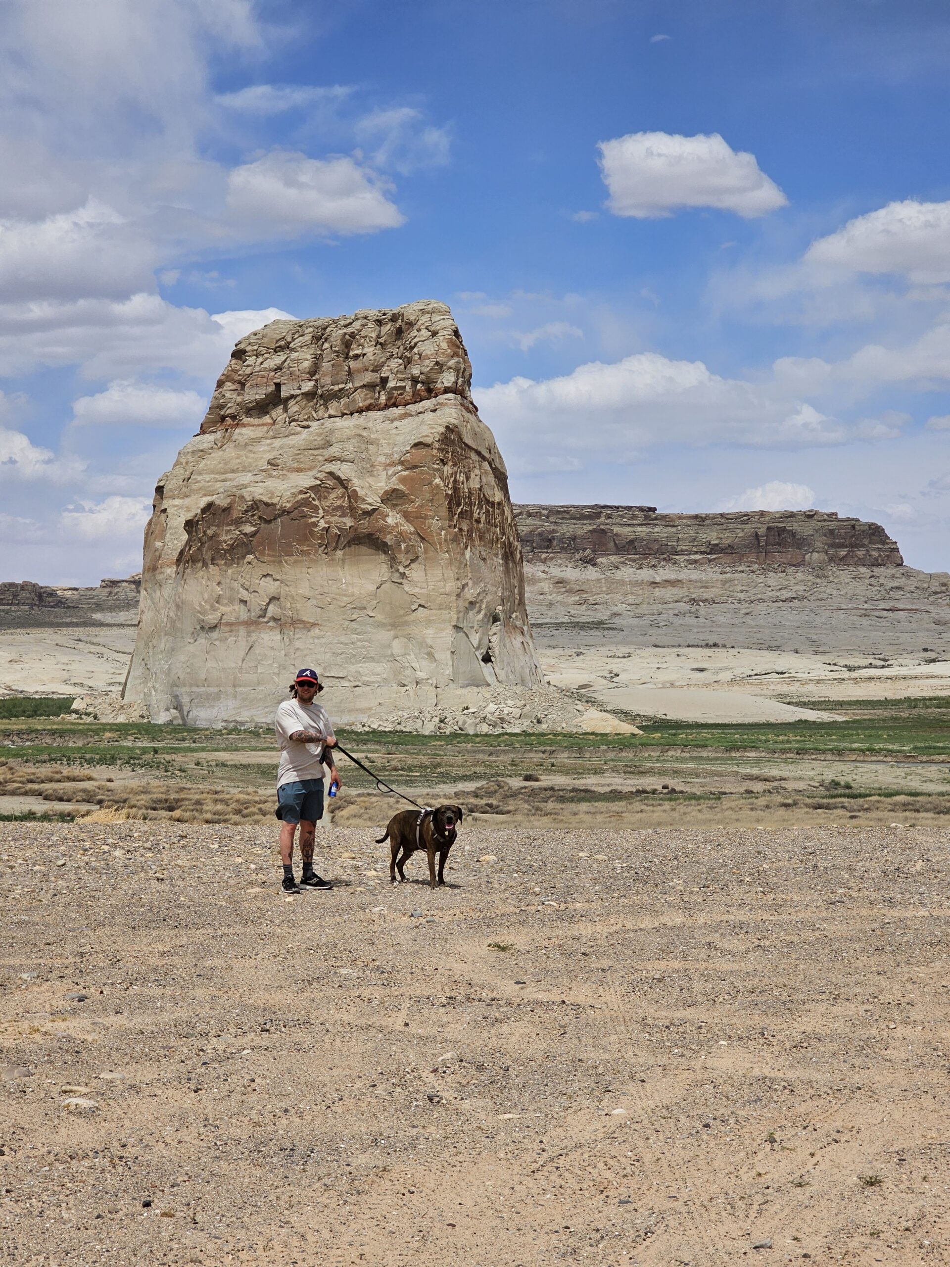 Dakota in front of Lone Rock with his best pal Brown.