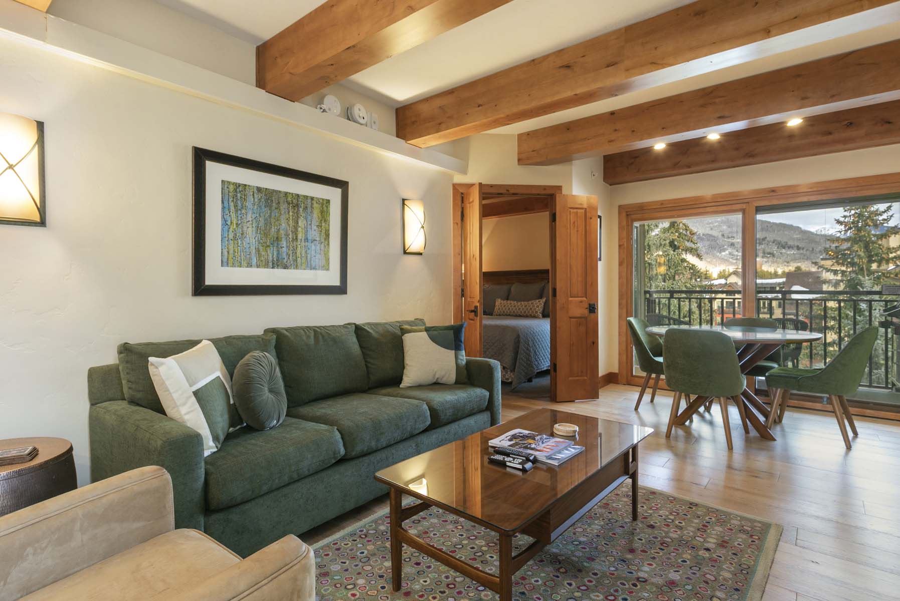 Living and dining area of Antlers at Vail condo 602