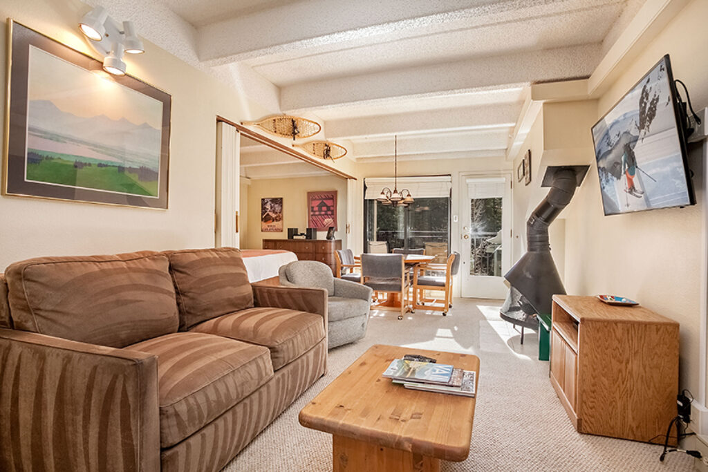 living room and dining area of antlers at vail condo 304