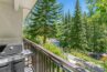 View of grill and Gore creek from the patio of condo 107 Antlers at Vail