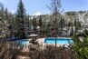 View from the balcony of the pool and Vail mountain for condo 111 Antlers at Vail
