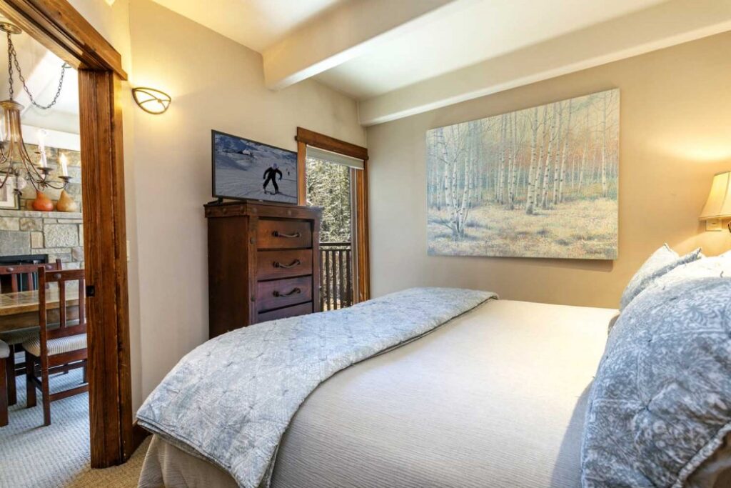 View of bedroom of condo 111 Antlers at Vail