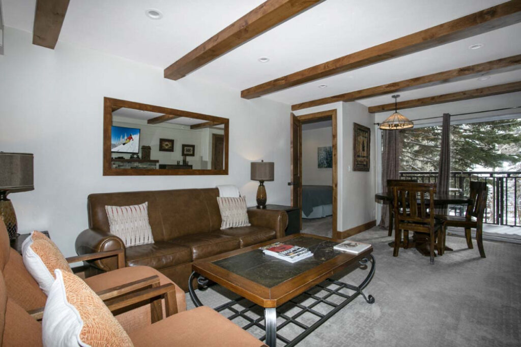 View of living room, condo112 Antlers at Vail