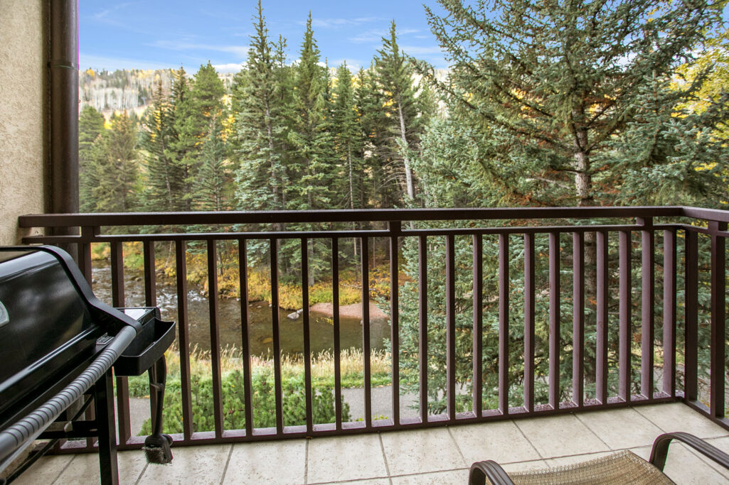 View of balcony for condo unit 203 at Antlers at Vail