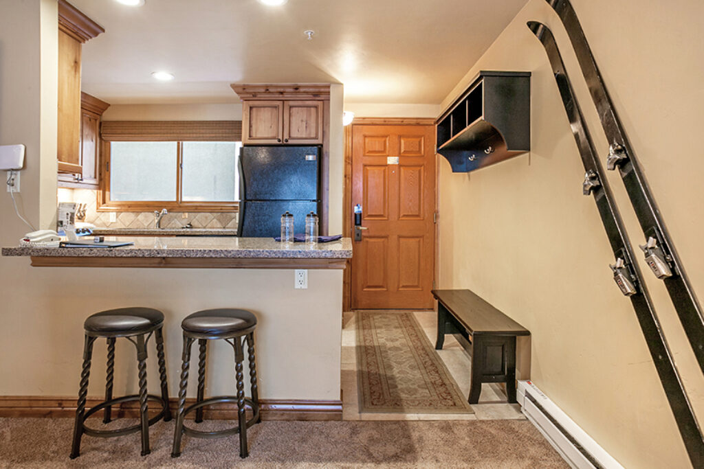 View of kitchen and entryway condo 305 Antlers at Vail