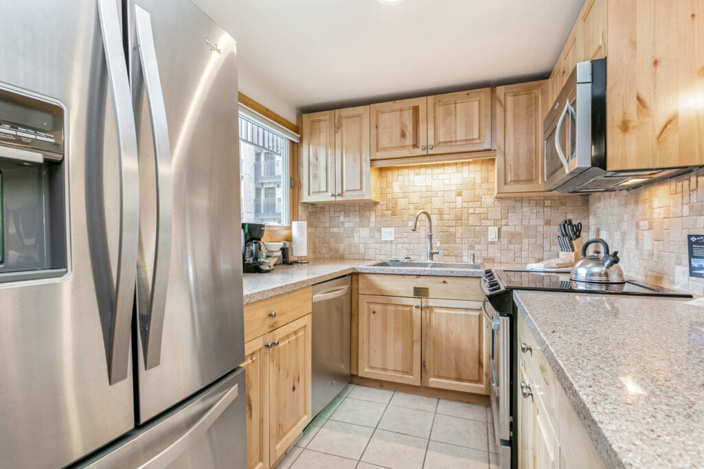 Fully equipped kitchen of Antlers at Vail condo 406