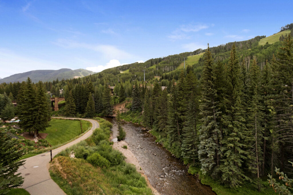 Mountain and river view from Antlers at Vail condo 503