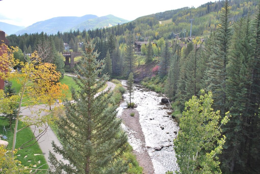 Image from balcony condo 505 Antlers at Vail, view of gore creek and vail mountain