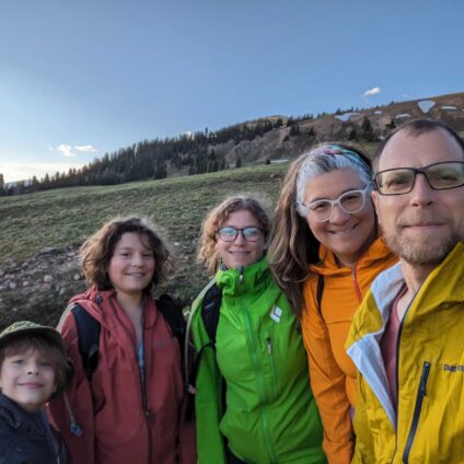 general manager magda king hiking with her family