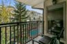 Balcony of Antlers at Vail condominium 309 with pool and mountain views