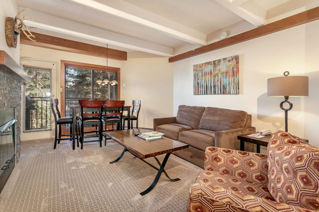 living and dining area of antlers at vail condo 301