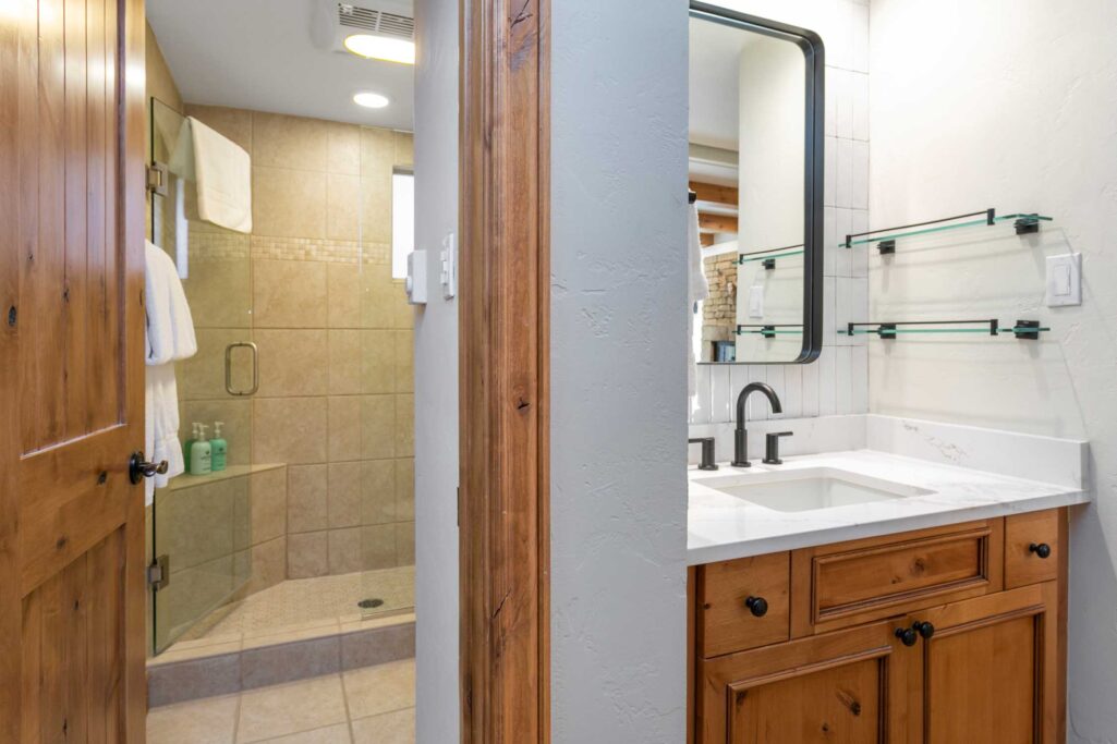 Vanity and bathroom of Antlers at Vail condo 311