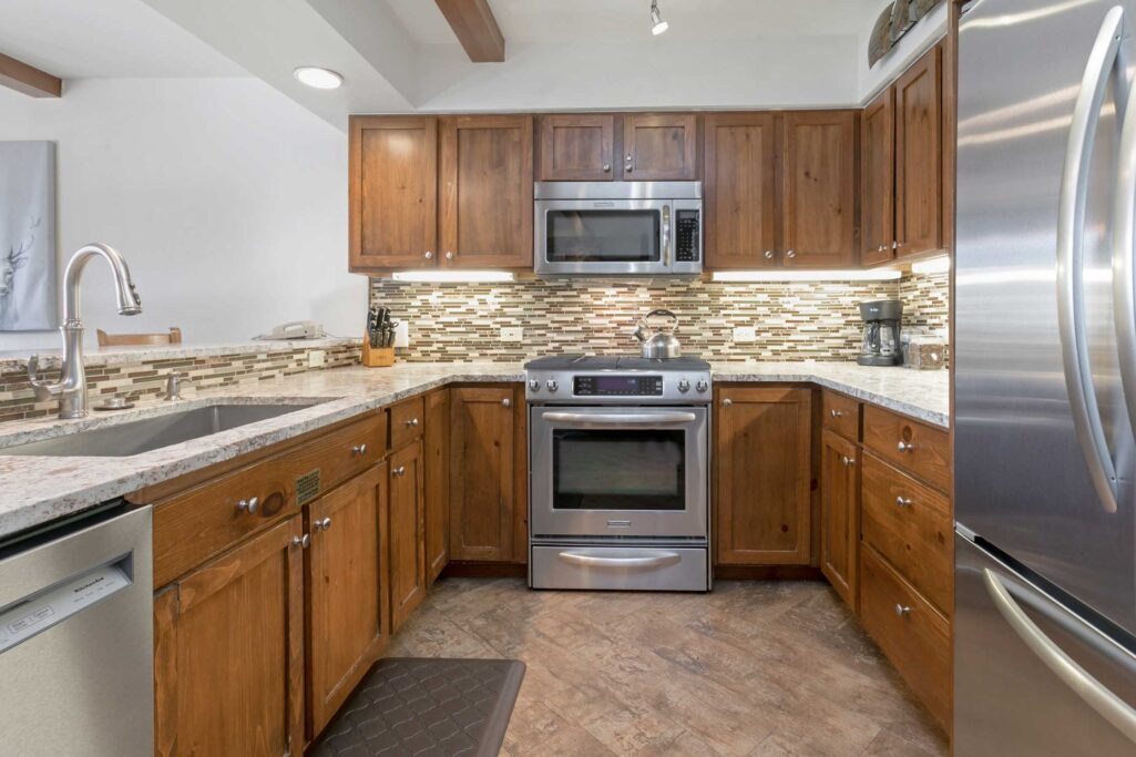 Fully equipped kitchen of Antlers at Vail condo 414