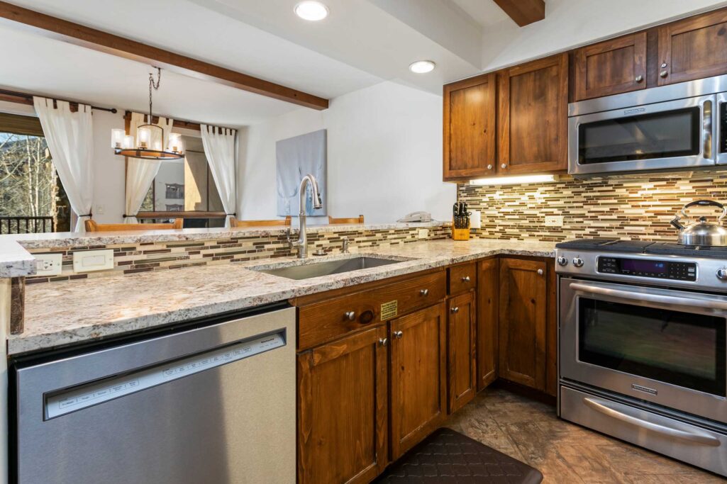 Fully equipped kitchen of Antlers at Vail condo 414
