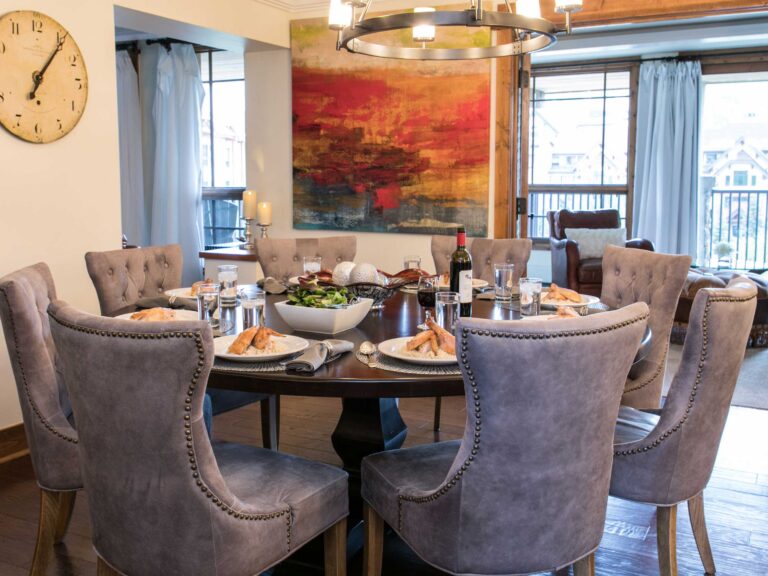 dinner plated at dining room table