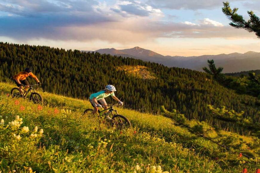 mountain bikers on vail mountain