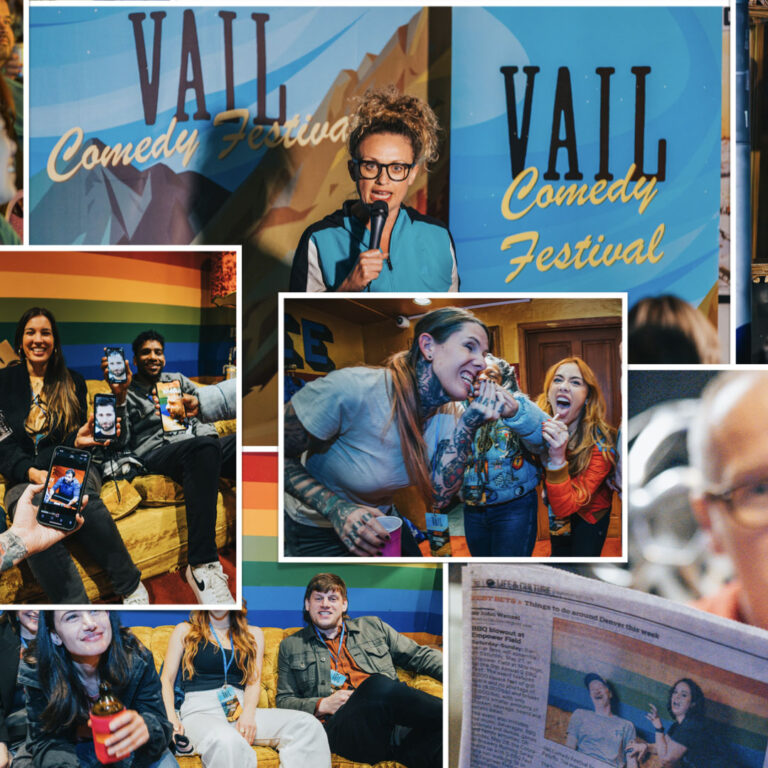 collage of photos from vail comedy festival