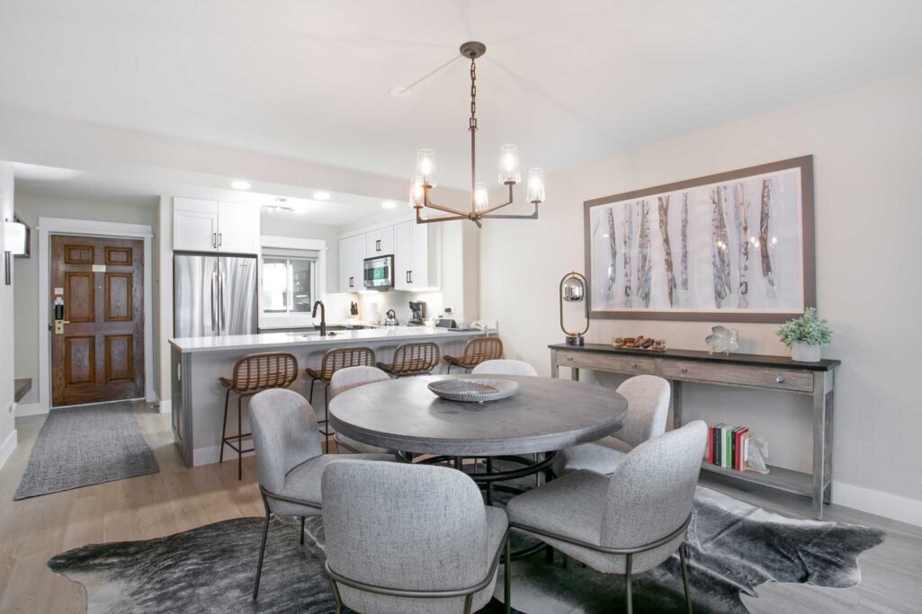 Bright dining area of Antlers at Vail condo 321