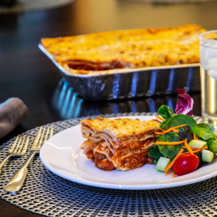 Chef Barry's lasagne plated and ready to enjoy