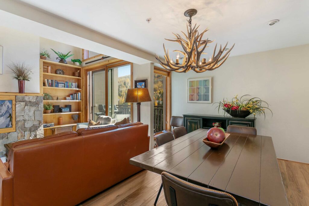 living and dining area of antlers at vail condo 705