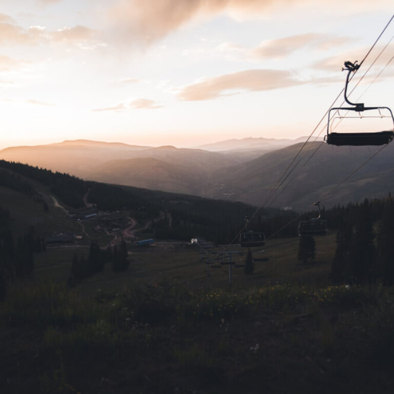 chair lift over vail mountain in the summer
