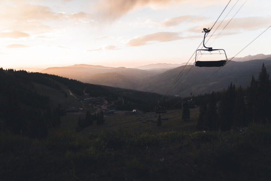 chair lift over vail mountain in the summer
