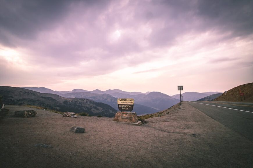 loveland pass colorado with mountains in background