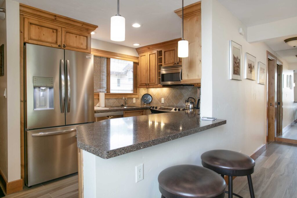 Full kitchen of Antlers at Bail condo 608