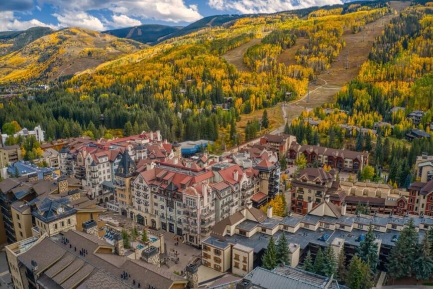 lionshead village at the base of vail mountain iduring the fall