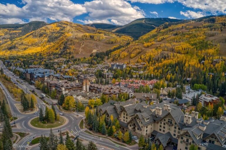 vail village at 8150 feet altitude during fall