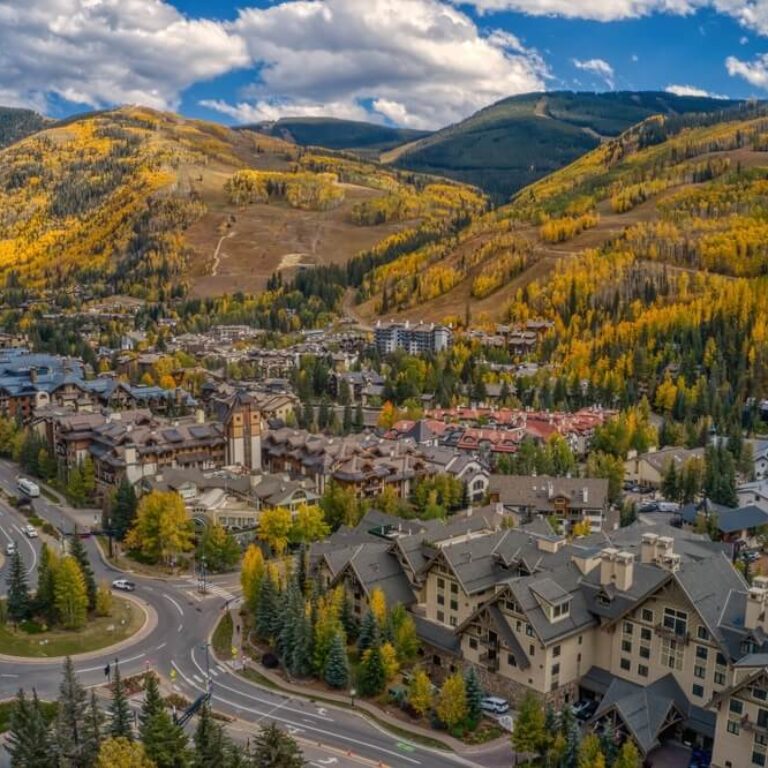 vail village at 8150 feet altitude during fall