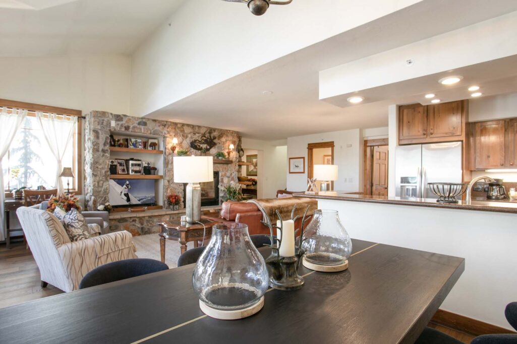 Dining and living areas of Antlers at Vail residence 518