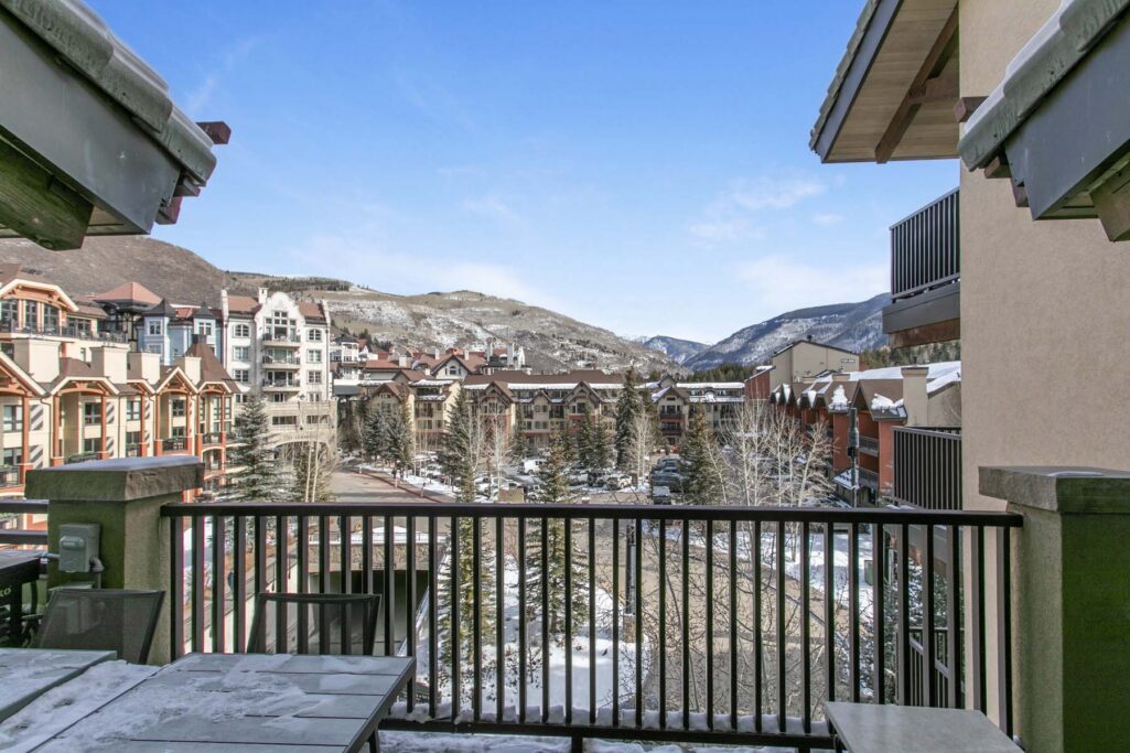 view from the private balcony of Antlers at Vail four-bedroom diamond residence 621