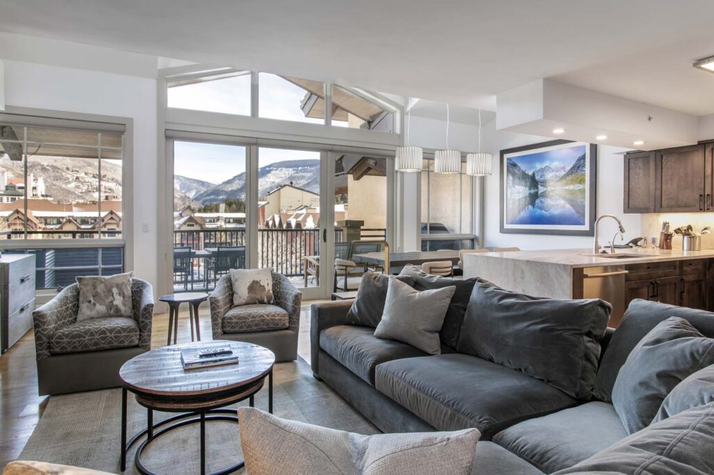 living area of Antlers at Vail four-bedroom diamond residence 621