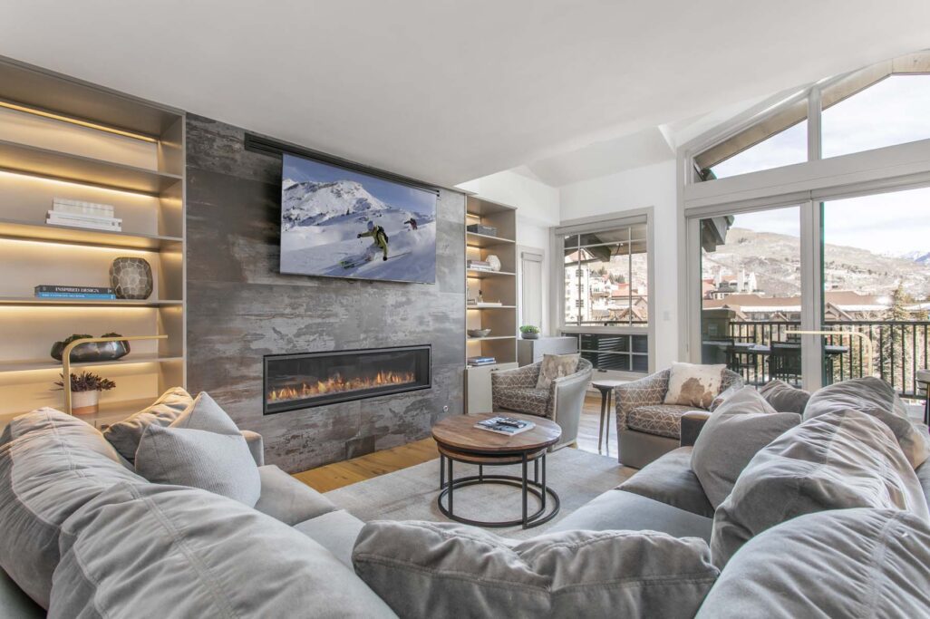 living area of Antlers at Vail four-bedroom diamond residence 621